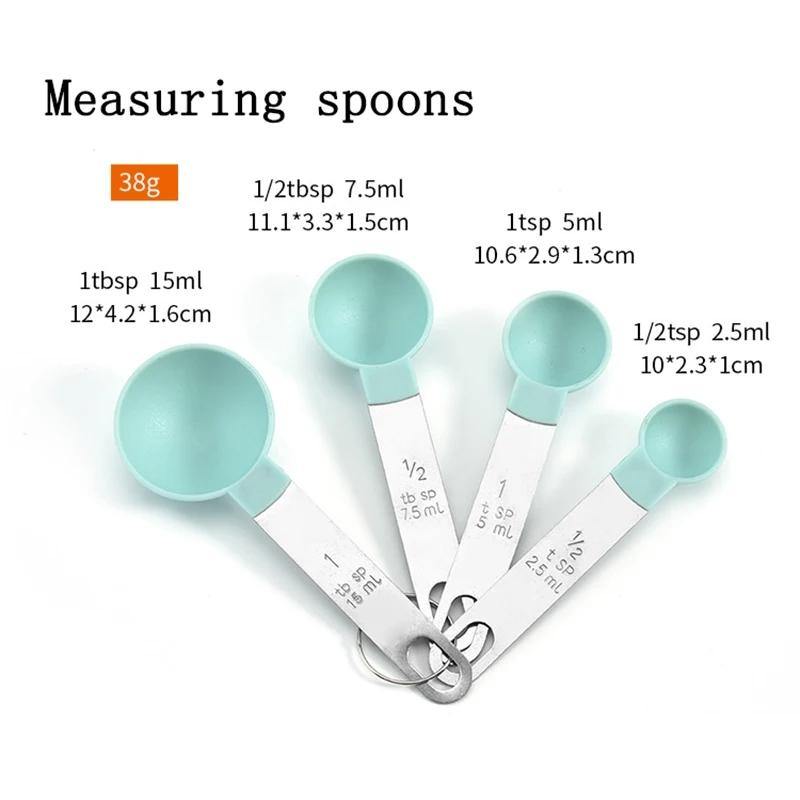 8Pcs Plastic Measuring Spoons Cups Scale Teaspoon Tablespoon Set