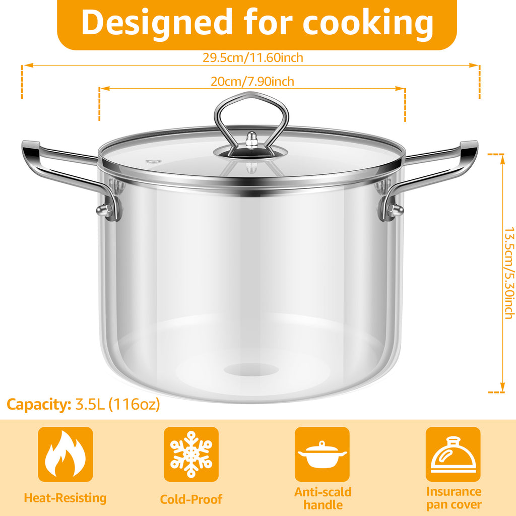 Heat Resistance Glass Cooking Pot 3.5L