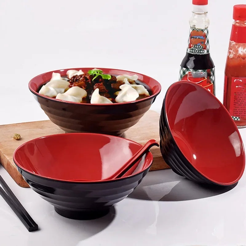 Melamine Noodles Bowl Black Red