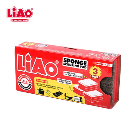 LIAO 3PCS Double Side Scouring Pad