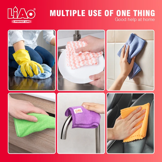 LIAO Multipurpose Microfiber Cloths 12PCS