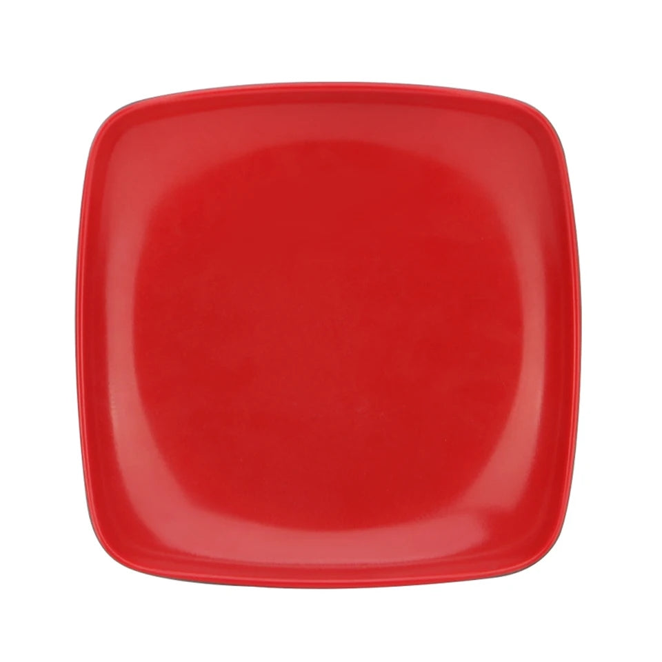 Melamine Serving Plate Black Red 26 cm