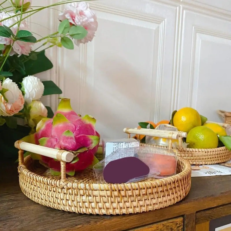 Round Rattan Tray