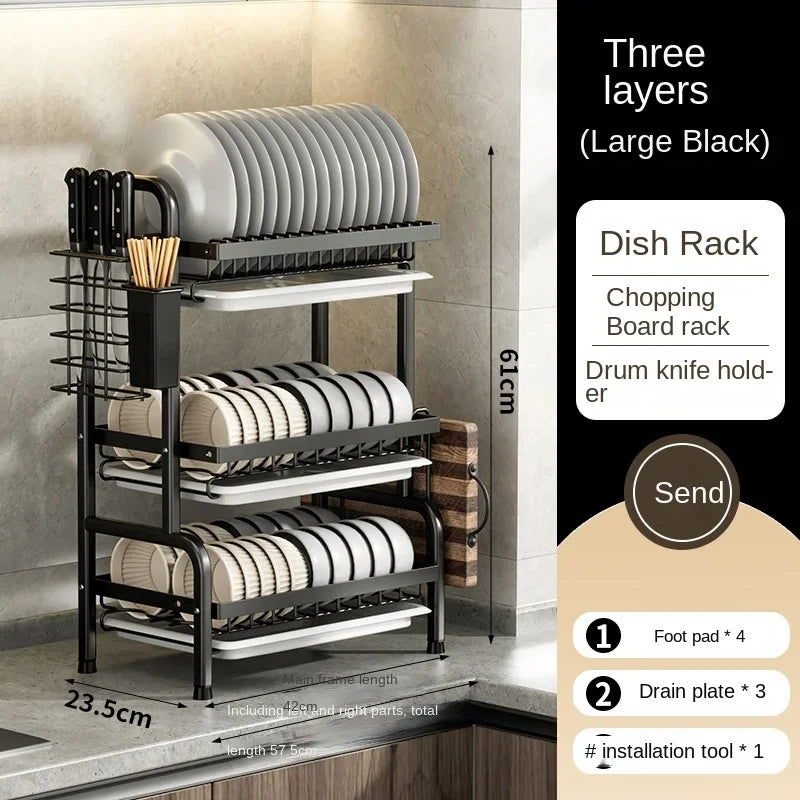 3-Layer Kitchen Plate Rack