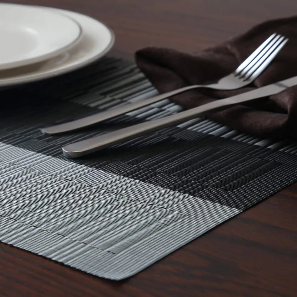 Table Placemat PVC 6 PCS Set Black Grey