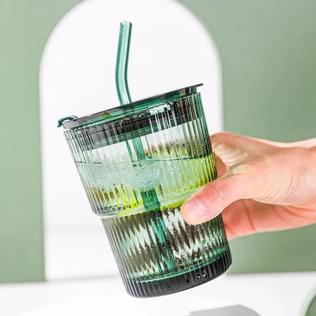 Glass Water Cup with Lid