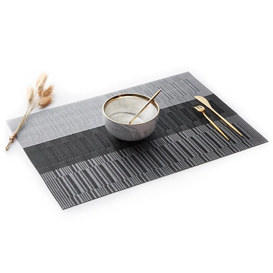 Table Placemat PVC 6 PCS Set Black Grey