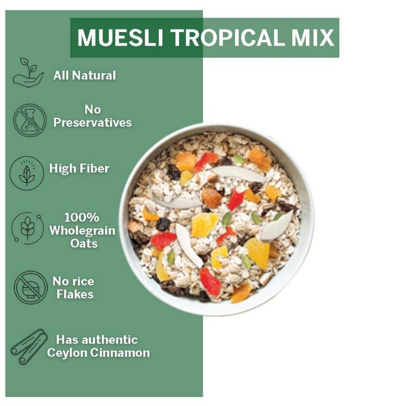 Oateo Oats Muesli Tropical Mix 400g Bag-in-Box