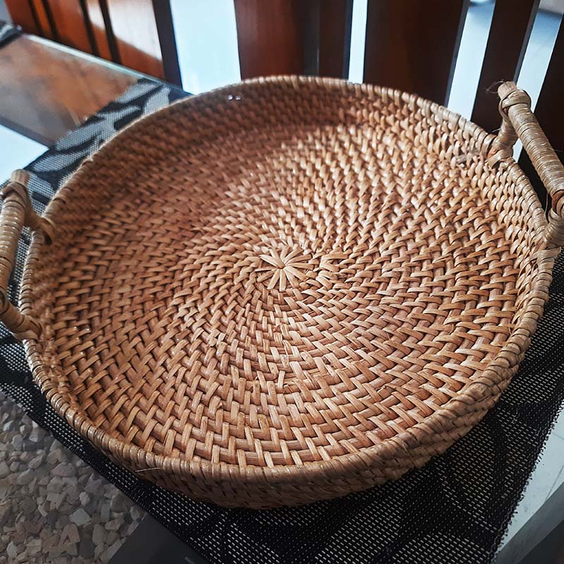 Round Rattan Tray