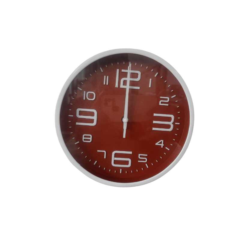 Wall Clock Plastic Brown 8 Inch