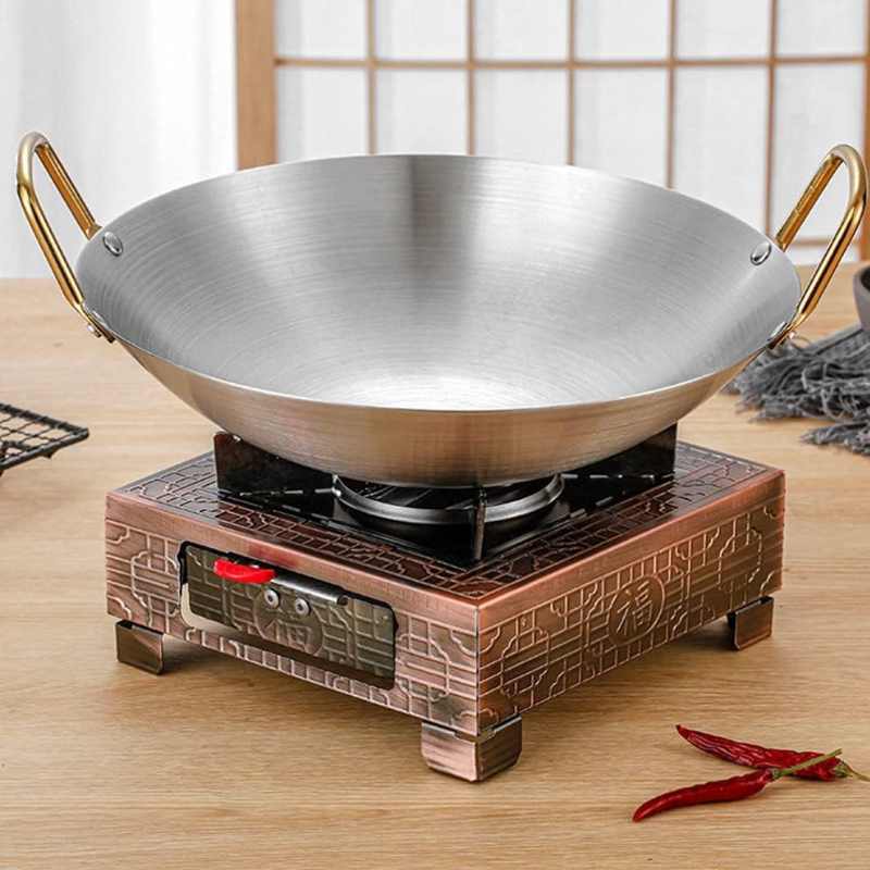 Stainless Steel Wok Fry Pan 22cm