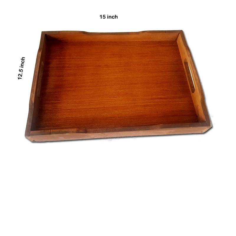 Wooden Serving Tray with Handle 15 x 12 inch