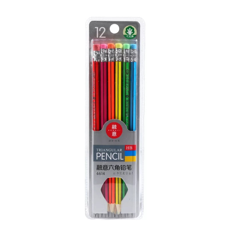 12 Pcs HB Black Pencil with Sharpener