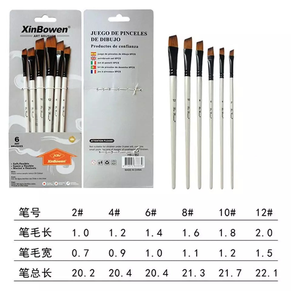 6 PCS Double Colour Nylon Artist Brush