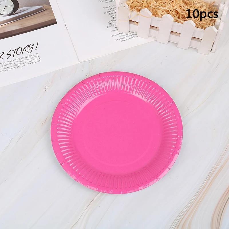 10 PCs Disposable Multi Coloured Paper Plate Party Supply - Bamagate