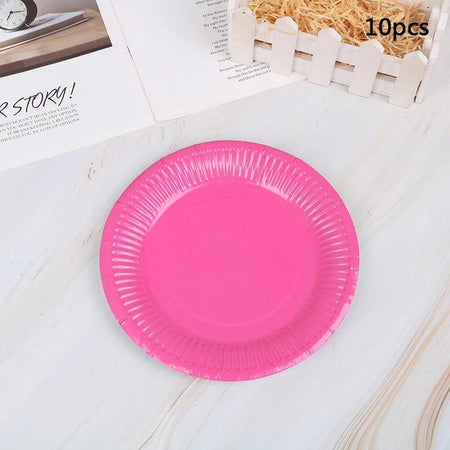 10 PCs Disposable Multi Coloured Paper Plate Party Supply - Bamagate