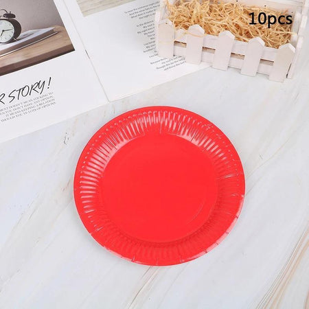 10 PCs Disposable Multi Coloured Paper Plate Party Supply - Bamagate