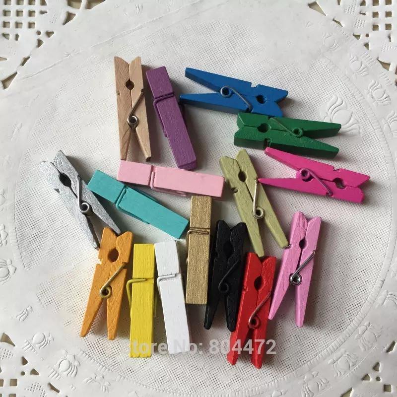 wooden mini photo clip