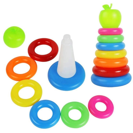 Kids Toddler 6 Plastic Rainbow Color Stacking Rings Tower - Bamagate