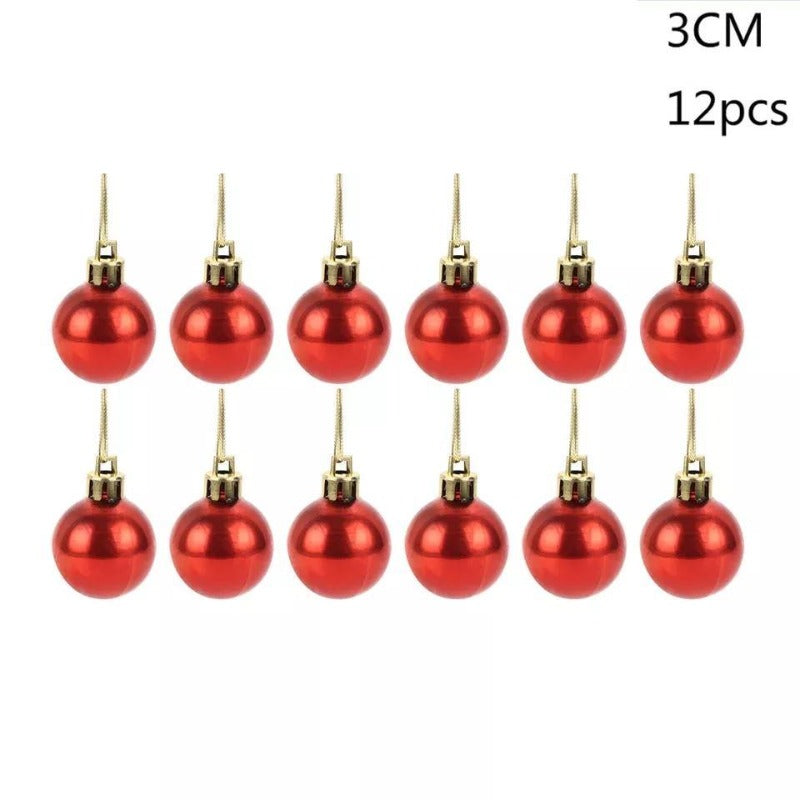 12 pcs 3 cm Blue Red Green Christmas Decorations Tree Balls - Bamagate