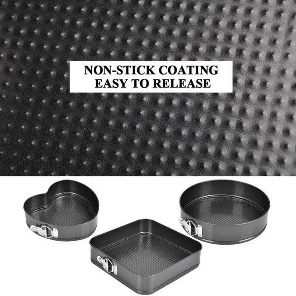 Cake Non-stick Metal Carbon Steel Springform Baking tray 3 Shapes - Bamagate
