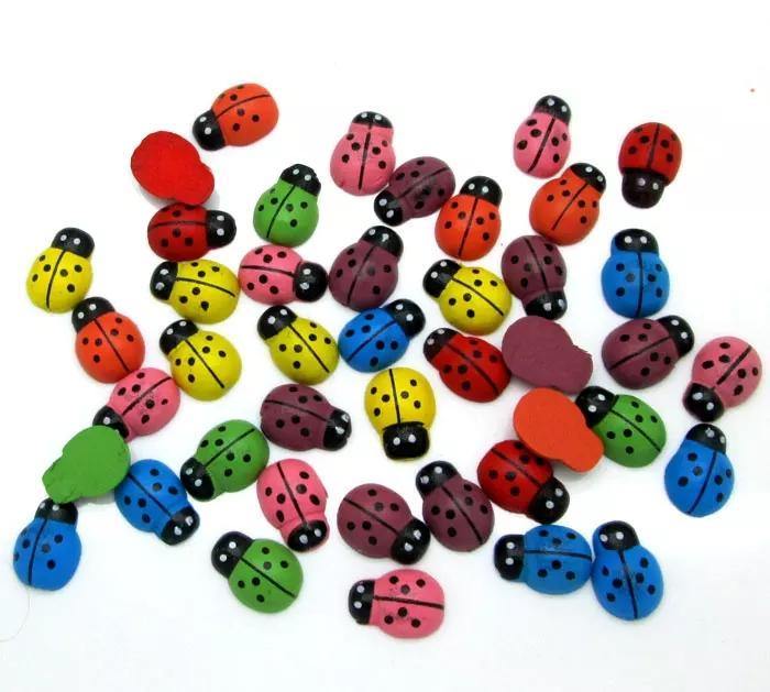 Ladybug Wooden Buttons 20 PCs