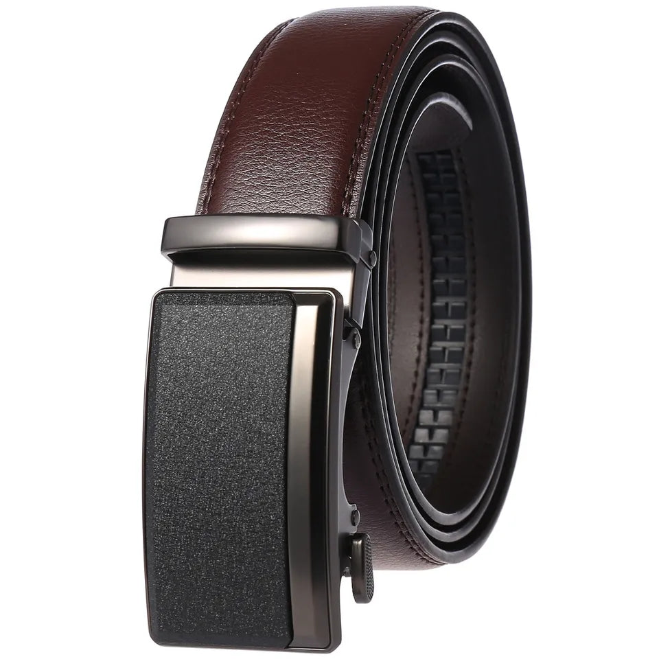 Men PU Leather Belt Brown Formal Wear