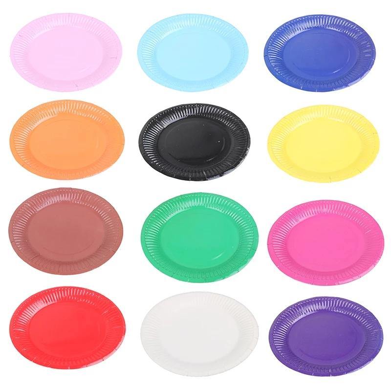 10 PCs Disposable Multi Coloured Paper Plate Party Supply - Bamagate