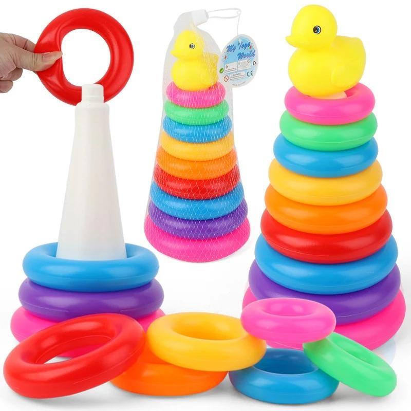 Baby Toys Colorful Throw the Circle Baby Colorful 13 Tower Rings - Bamagate