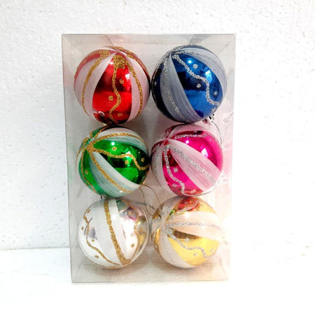 6 pcs 8 cm Assorted Gold Silver Red Blue Christmas Decorations Tree Balls - Bamagate