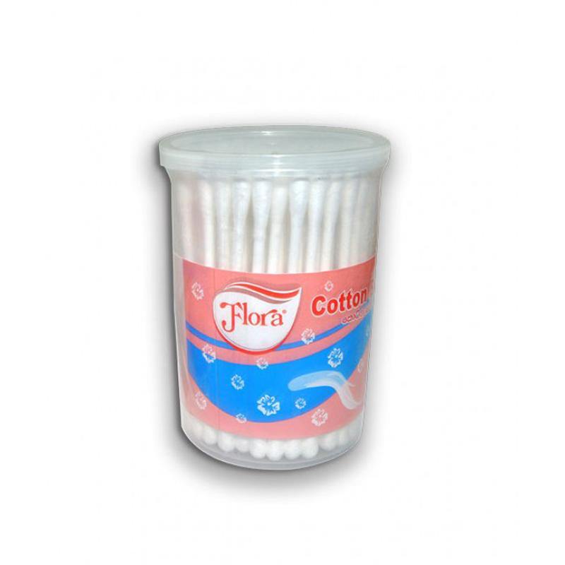 Flora Cotton Bud Swabs Ear Buds round Box of 100 Sticks - Bamagate