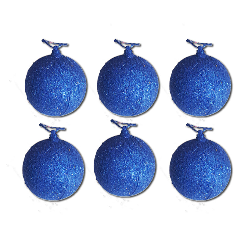 6 cm Blue Glitter Christmas 6 Balls