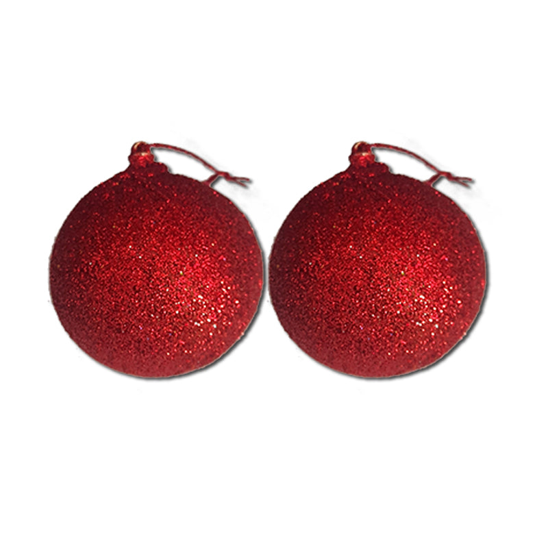 6 cm Red Glitter Christmas 6 Balls