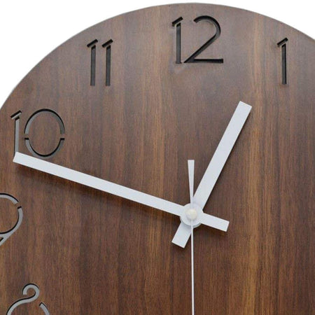 12 inch Vintage Style Wooden Decorative Round Wall Clock - bamagate-com