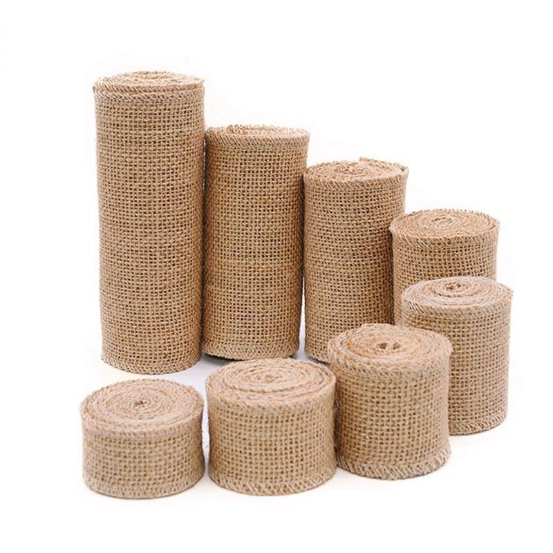 2M Natural Jute Ribbon Rolls Decor 3 cm - 6 cm ( 2 Rolls) - bamagate-com