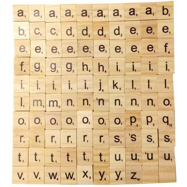 100Pcs Letter Set Word Scrapbooking Scrabble Number Alphabet Tile Wooden - bamagate-com