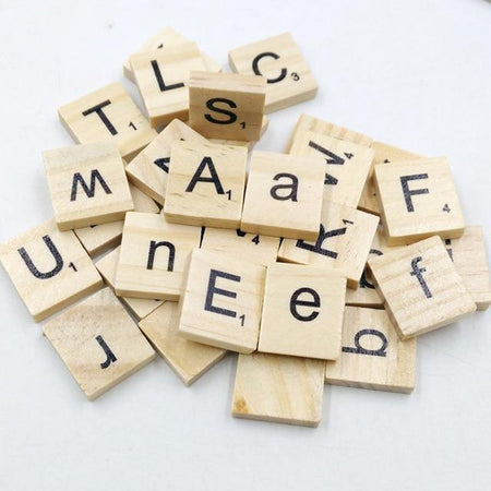 100Pcs Letter Set Word Scrapbooking Scrabble Number Alphabet Tile Wooden - bamagate-com