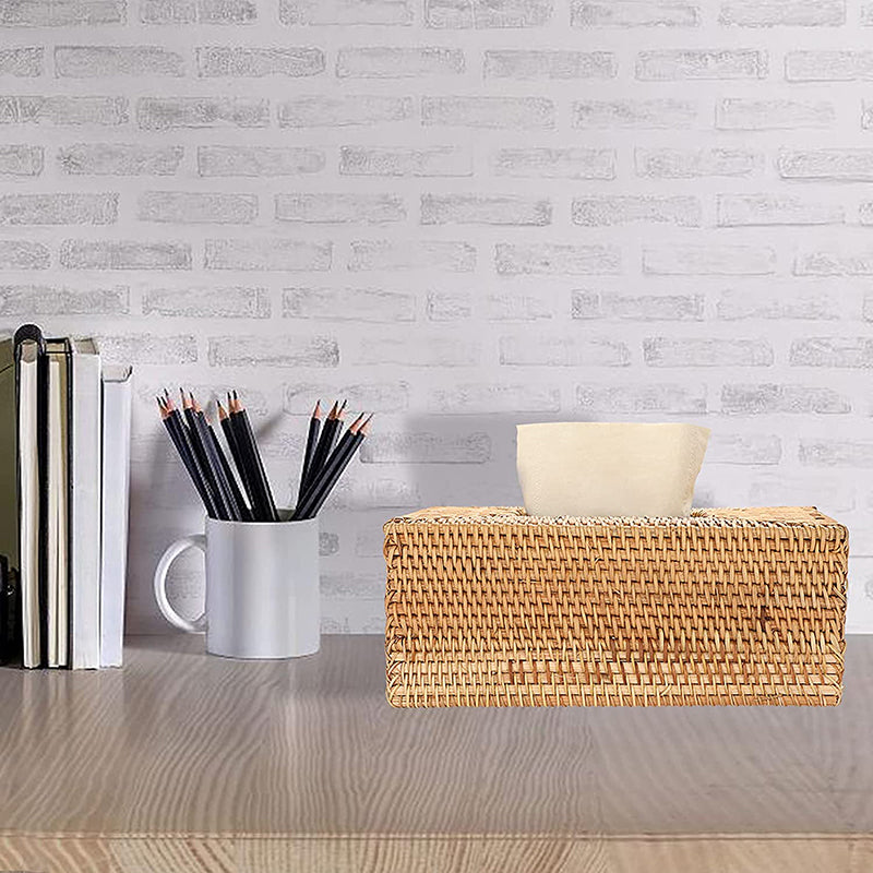 Rectangular Rattan Tissue Box Cover