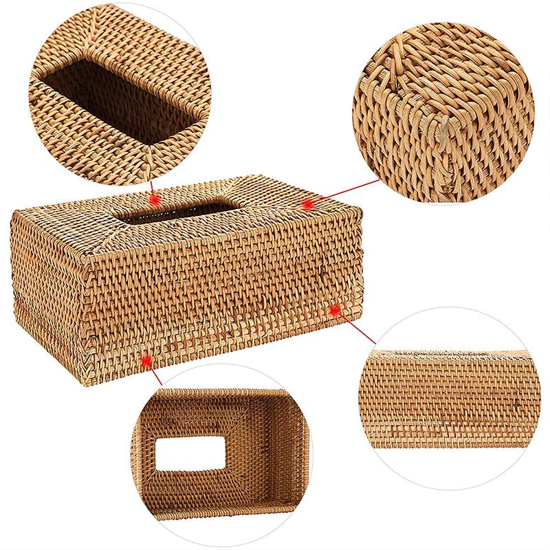 Rectangular Rattan Tissue Box Cover